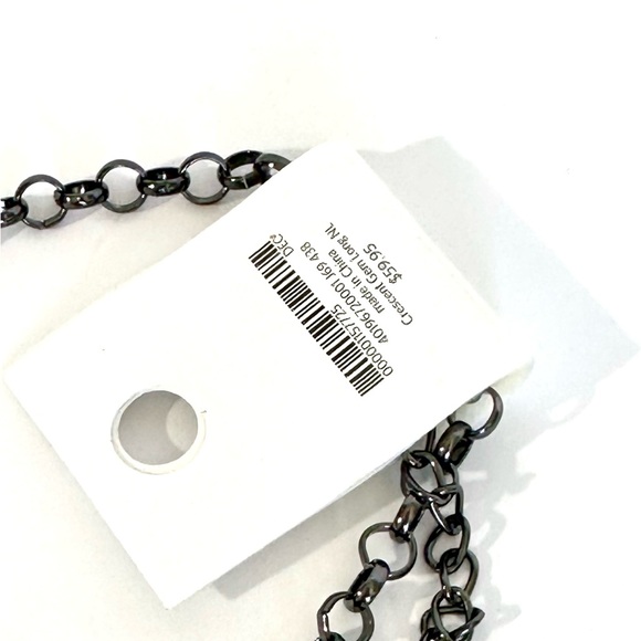 COLDWATER CREEK Vibrant Blue Glass Half Moon Long Silver Necklace NWT - Picture 8 of 10